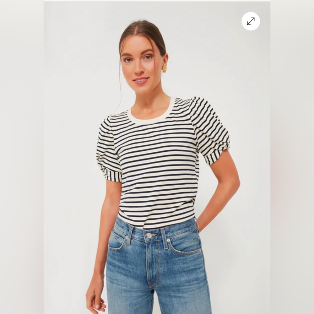 Pomander Place Navy and White Striped Tee
